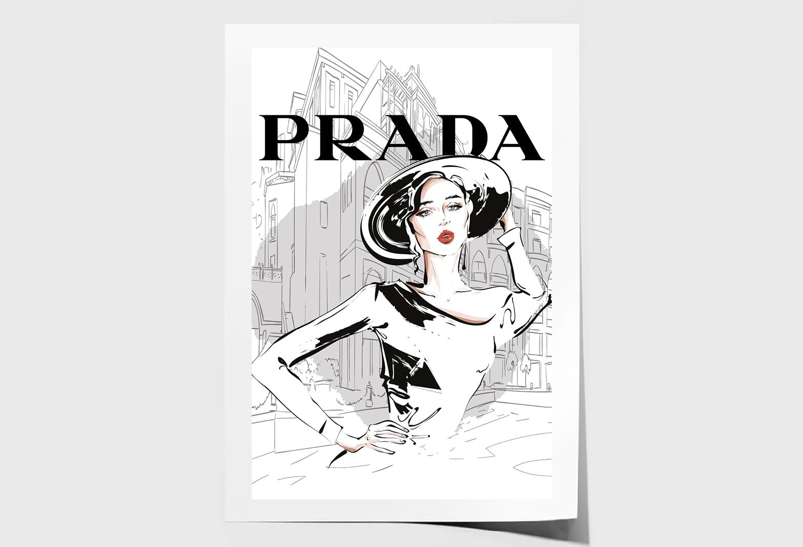 Black And White Stylish Lady Wall Art Limited Edition High Quality Print Unframed Roll Canvas None