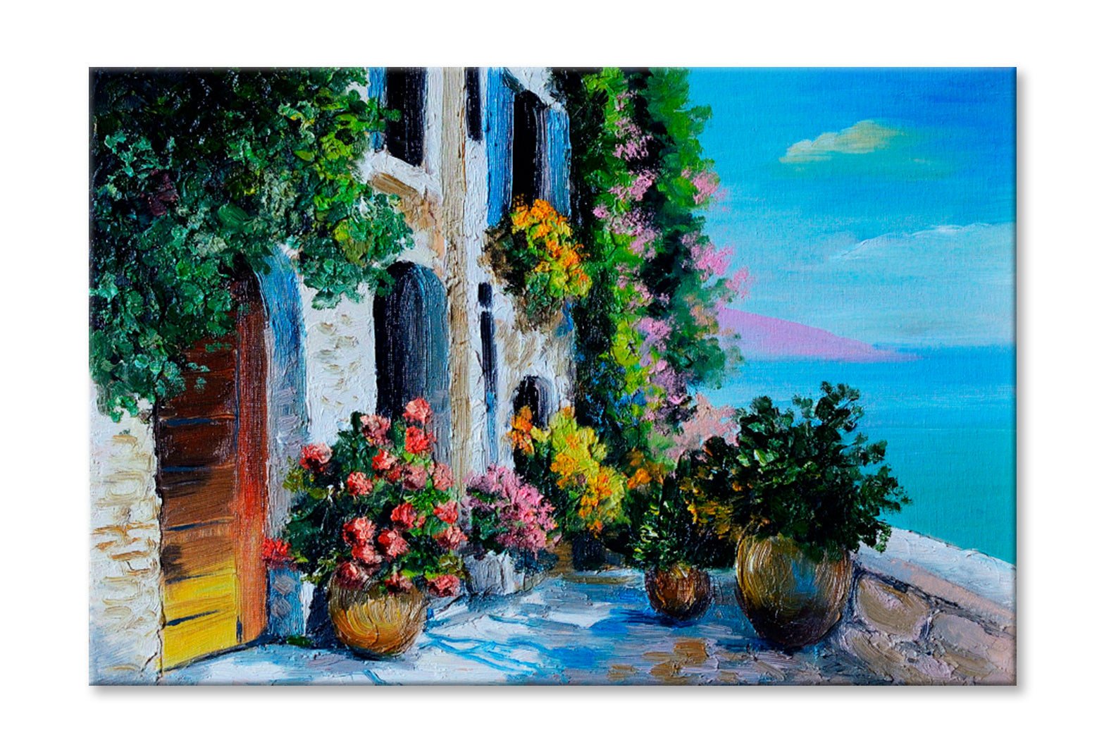 Stone Embankment, Filled With Flowers Oil Painting Wall Art Limited Edition High Quality Print Stretched Canvas None