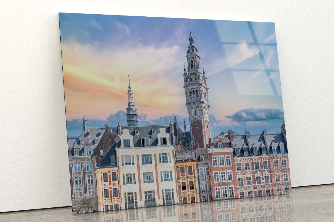 Lille City Centre Square and Sky Acrylic Glass Print Tempered Glass Wall Art 100% Made in Australia Ready to Hang