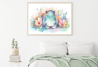 Hippo in Flower Blossom Garden Home Decor Premium Quality Poster Print Choose Your Sizes