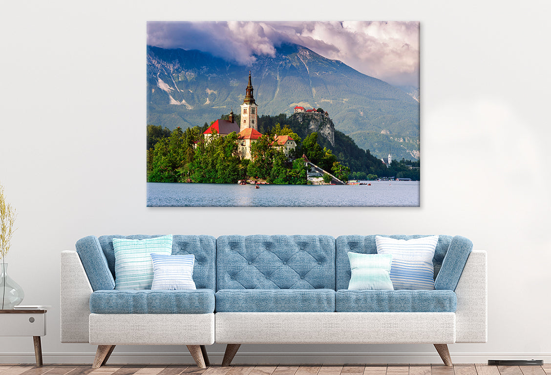 Bled lake, island, castle, mountains Wall Art Decor 100% Australian Made - Bella Home Decor