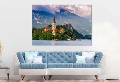 Bled lake, island, castle, mountains Wall Art Decor 100% Australian Made - Bella Home Decor