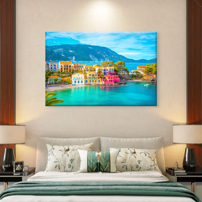 Assos Village Kefalonia Island Greece Coastal Town Wall Art Decor 100% Australian Made - Bella Home Decor