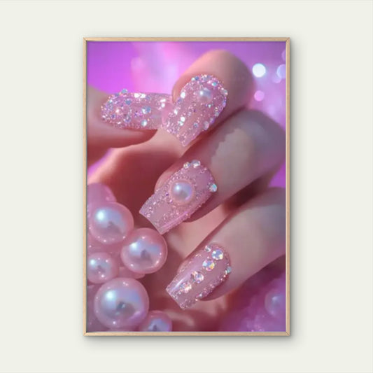 Sparkling Rhinestone & Pearl Nail Arts Fashion Home Decor Premium Quality Poster Print Choose Your Sizes