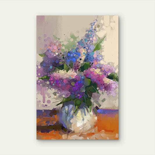 Purple Lilac Flower Painting 60x90cm Metal Print Ready to Hang