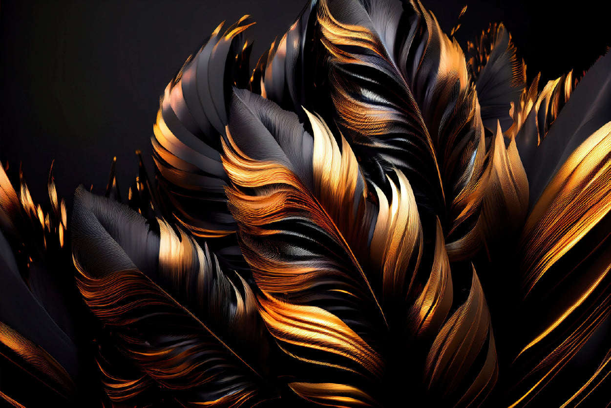 Black and Gold Feathers Home Decor Premium Quality Poster Print Choose Your Sizes - Bella Home Decor