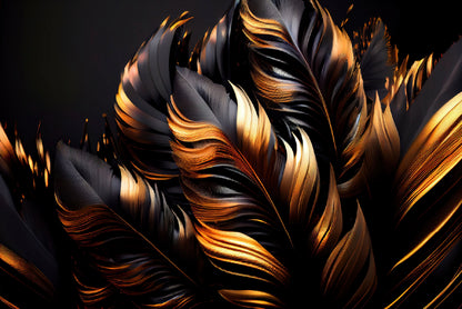 Black and Gold Feathers Home Decor Premium Quality Poster Print Choose Your Sizes - Bella Home Decor