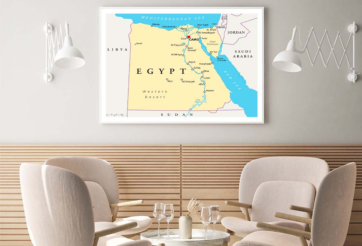 Map of Egypt Home Decor Premium Quality Poster Print Choose Your Sizes