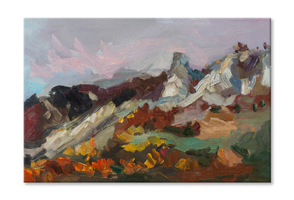 Abstract Mountains Autumn Oil Painting Wall Art Limited Edition High Quality Print Stretched Canvas None