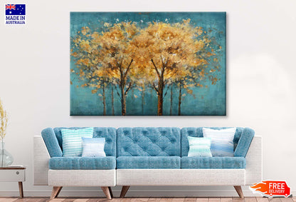 Gold Trees Abstract Oil Painting Wall Art Limited Edition High Quality Print