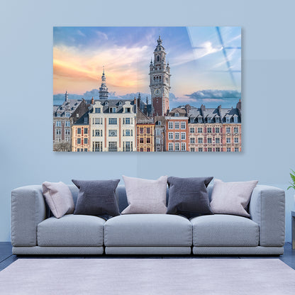 Lille City Centre Square and Sky Acrylic Glass Print Tempered Glass Wall Art 100% Made in Australia Ready to Hang