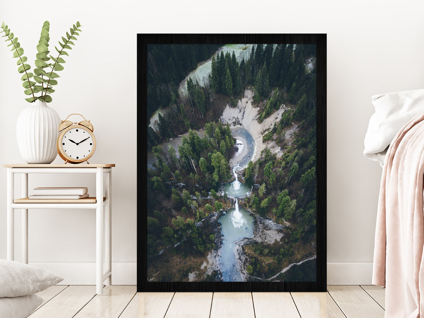 Buchenegger Wasserfälle In Forest Glass Framed Wall Art, Ready to Hang Quality Print Without White Border Black