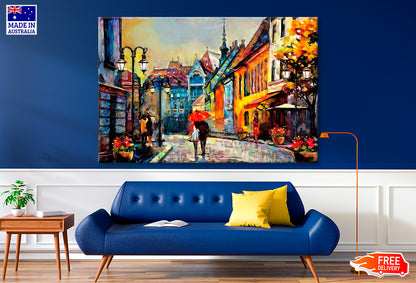 European City Hungary Street Oil Painting Wall Art Limited Edition High Quality Print