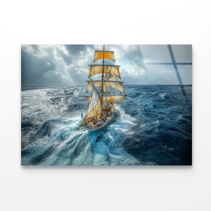 Sailing Ship in the Sea Acrylic Glass Print Tempered Glass Wall Art 100% Made in Australia Ready to Hang - Bella Home Decor