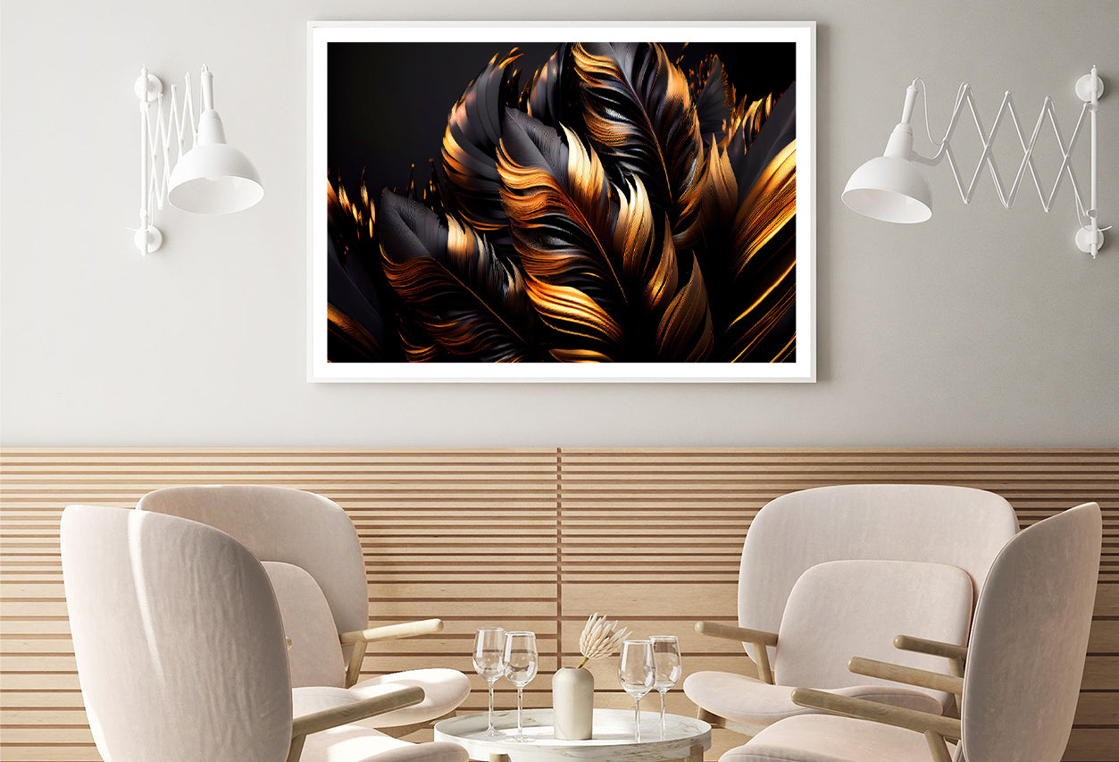 Black and Gold Feathers Home Decor Premium Quality Poster Print Choose Your Sizes - Bella Home Decor