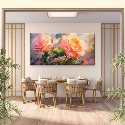 Pink Rose Flower Bouquet Wall Art Canvas Office Home Room Framed 120x60cm - Bella Home Decor