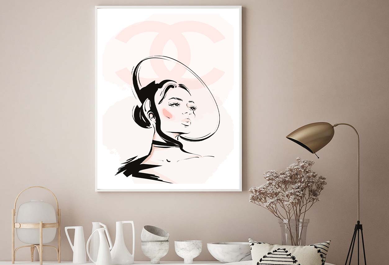 Stylish Black Peach Colored Girl Art Design Home Decor Premium Quality Poster Print Choose Your Sizes