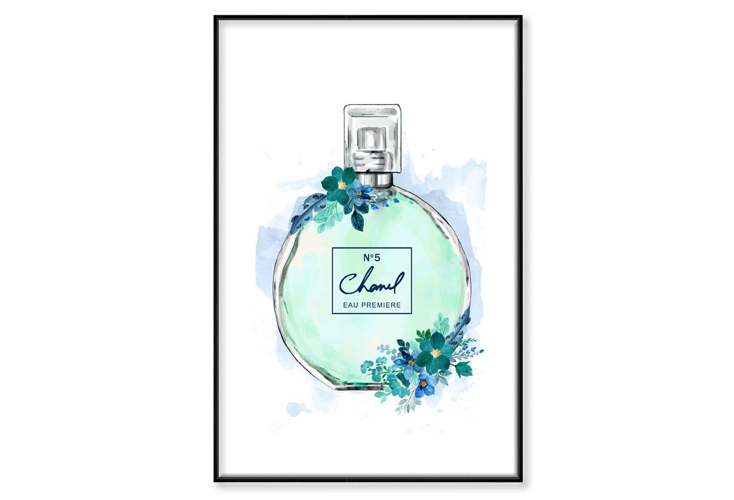 Green Luxury Perfume Wall Art Limited Edition High Quality Print Canvas Box Framed Black