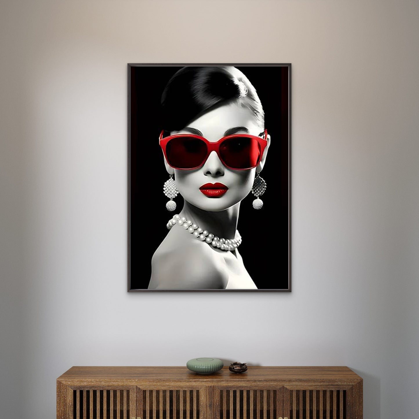 Black White Woman Red Fashion Glasses and Lips Fashion Home Decor Premium Quality Poster Print Choose Your Sizes - Bella Home Decor