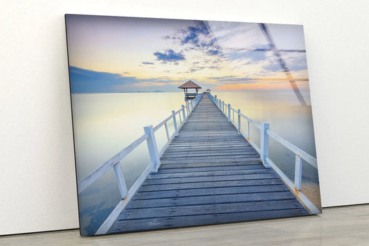 Wooden Pier Over Lake UV Direct Aluminum Print Australian Made Quality