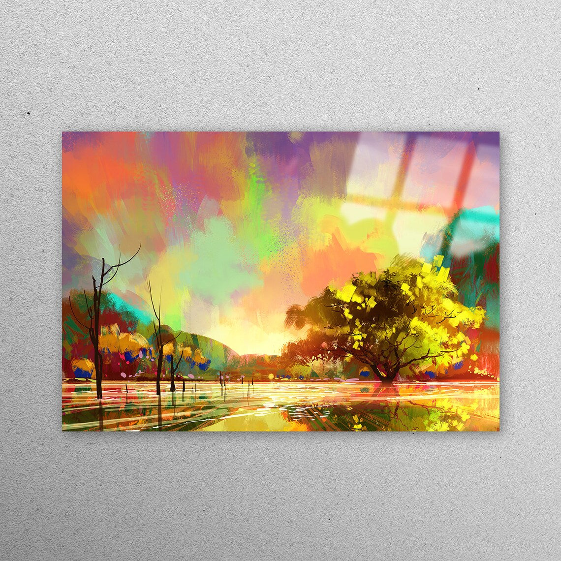 Rainy Day Painting Acrylic Glass Print Tempered Glass Wall Art 100% Made in Australia Ready to Hang