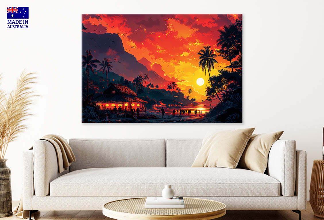 Hawaii Beach Scenery Golden Sunset Wall Art Decor 100% Australian Made - Bella Home Decor