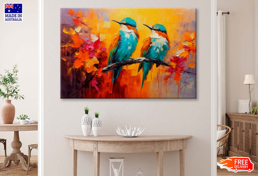 Sitting Bird On Branch Oil Painting Wall Art Limited Edition High Quality Print