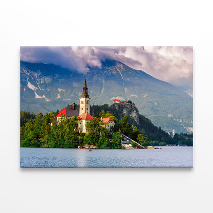 Bled lake, island, castle, mountains Wall Art Decor 100% Australian Made - Bella Home Decor