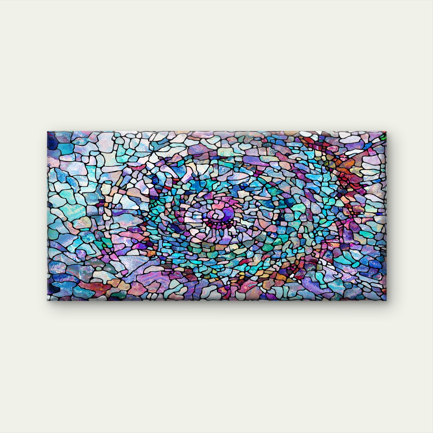 Blue Purple Mosaic Tile Style Wall Art Canvas Office Home Room Framed 120x60cm - Bella Home Decor