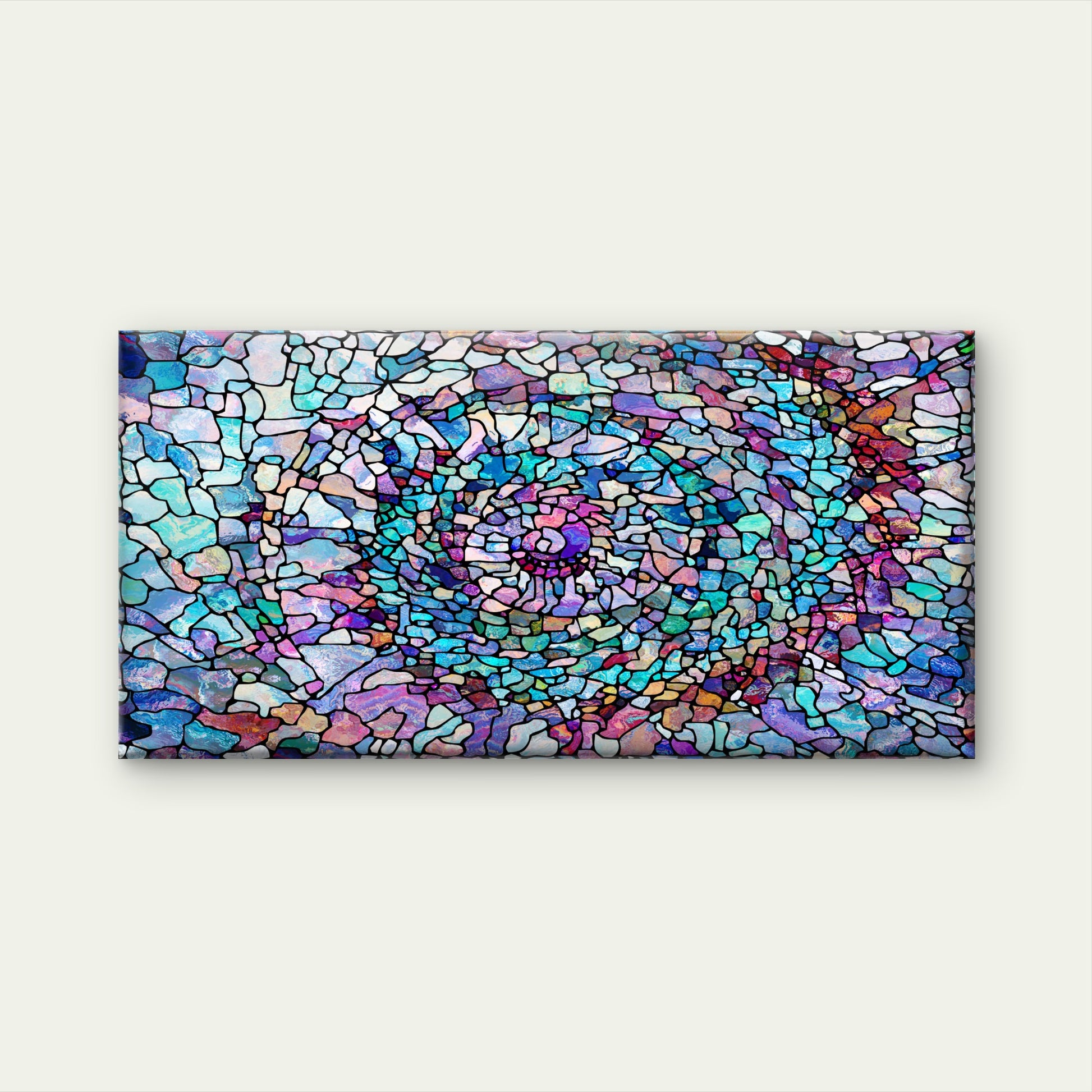 Blue Purple Mosaic Tile Style Wall Art Canvas Office Home Room Framed 120x60cm - Bella Home Decor