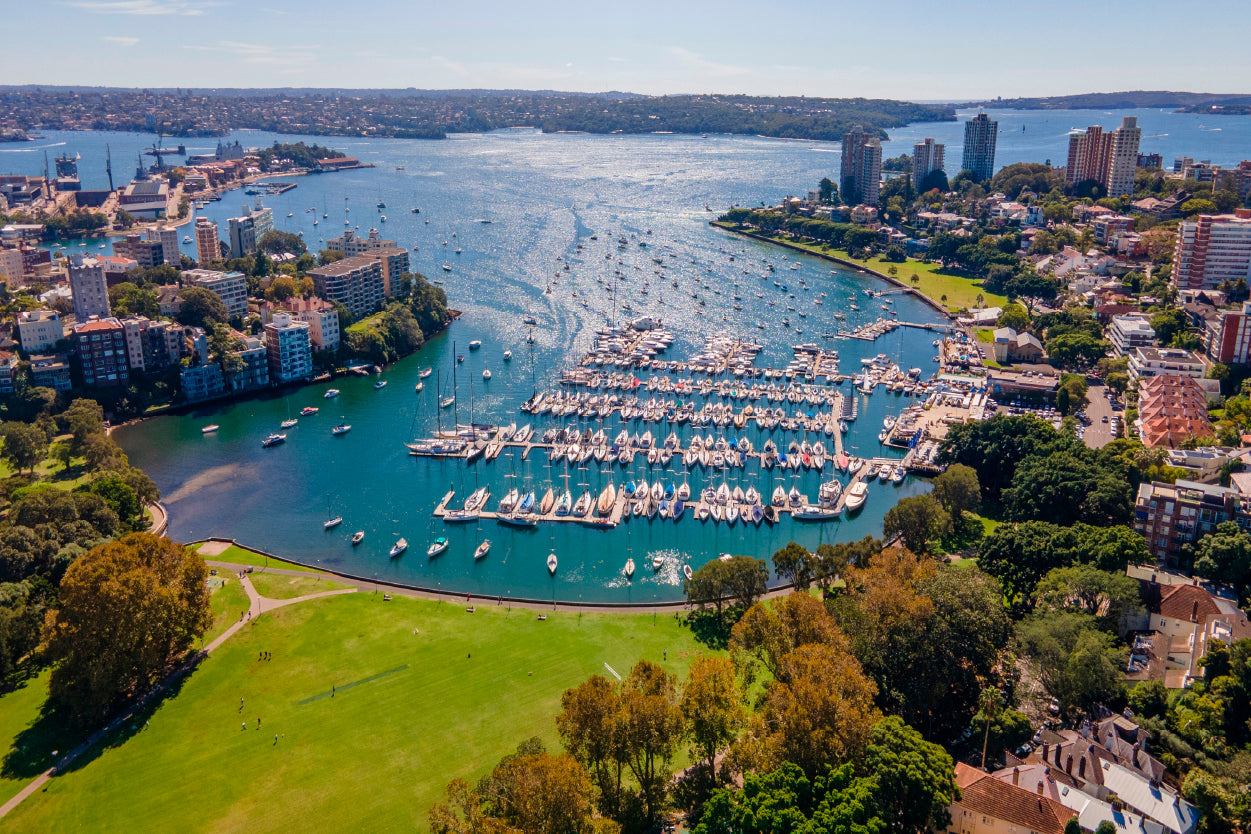 Aerial Drone View of Darling Point and Rushcutters Bay Sydney Wall Art Decor 100% Australian Made