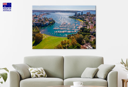 Aerial Drone View of Darling Point and Rushcutters Bay Sydney Wall Art Decor 100% Australian Made