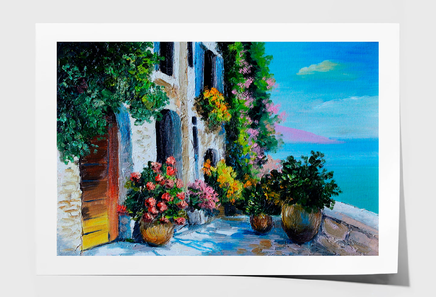 Stone Embankment, Filled With Flowers Oil Painting Wall Art Limited Edition High Quality Print Unframed Roll Canvas None