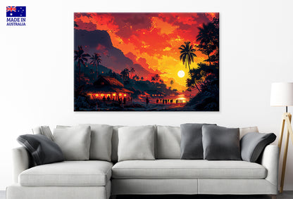Hawaii Beach Scenery Golden Sunset Wall Art Decor 100% Australian Made - Bella Home Decor