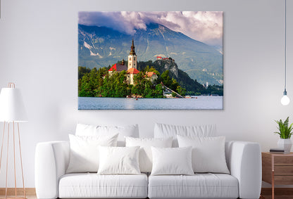 Bled lake, island, castle, mountains Wall Art Decor 100% Australian Made - Bella Home Decor
