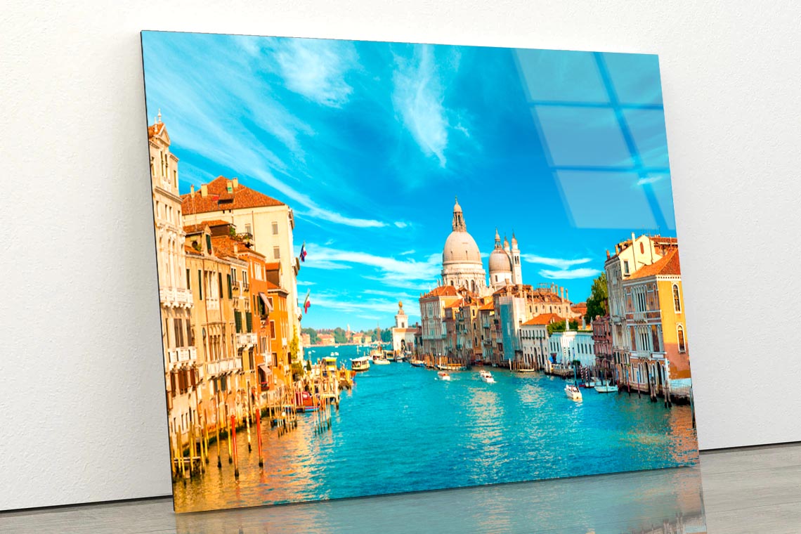 Gorgeous View of The Grand Canal, Venice, Italy Acrylic Glass Print Tempered Glass Wall Art 100% Made in Australia Ready to Hang - Bella Home Decor