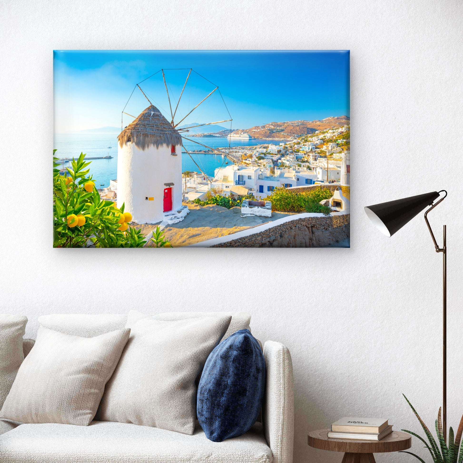 Mykonos Windmills Town of Chora in Mykonos Greece Wall Art Decor 100% Australian Made - Bella Home Decor