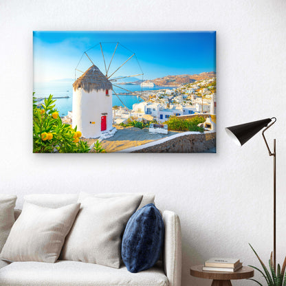 Mykonos Windmills Town of Chora in Mykonos Greece Wall Art Decor 100% Australian Made - Bella Home Decor