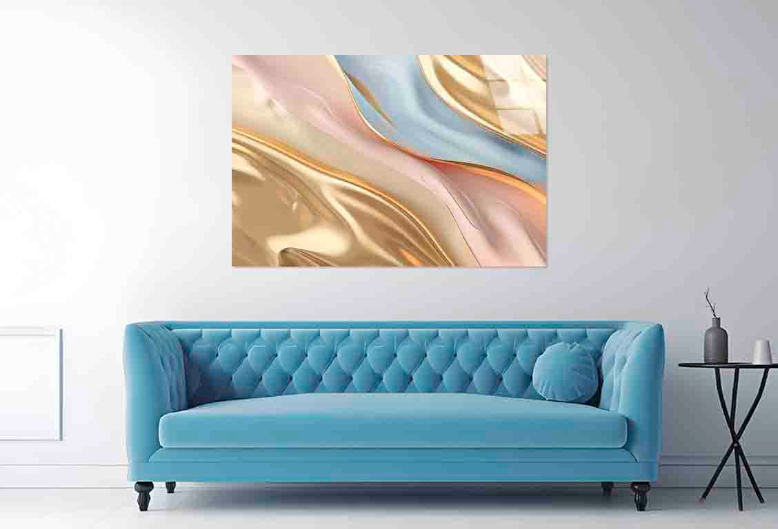 Abstract Pastel Gold Tempered Glass Printing Wall Art Australian Made Quality