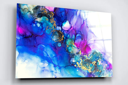 Blue Watercolor Abstract Art Acrylic Glass Print Tempered Glass Wall Art 100% Made in Australia Ready to Hang