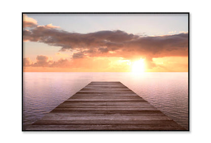 Golden Sea Sunset View of Pier or Jetty in The Tropical in The Summer Home Decor Premium Quality Poster Print Choose Your Sizes