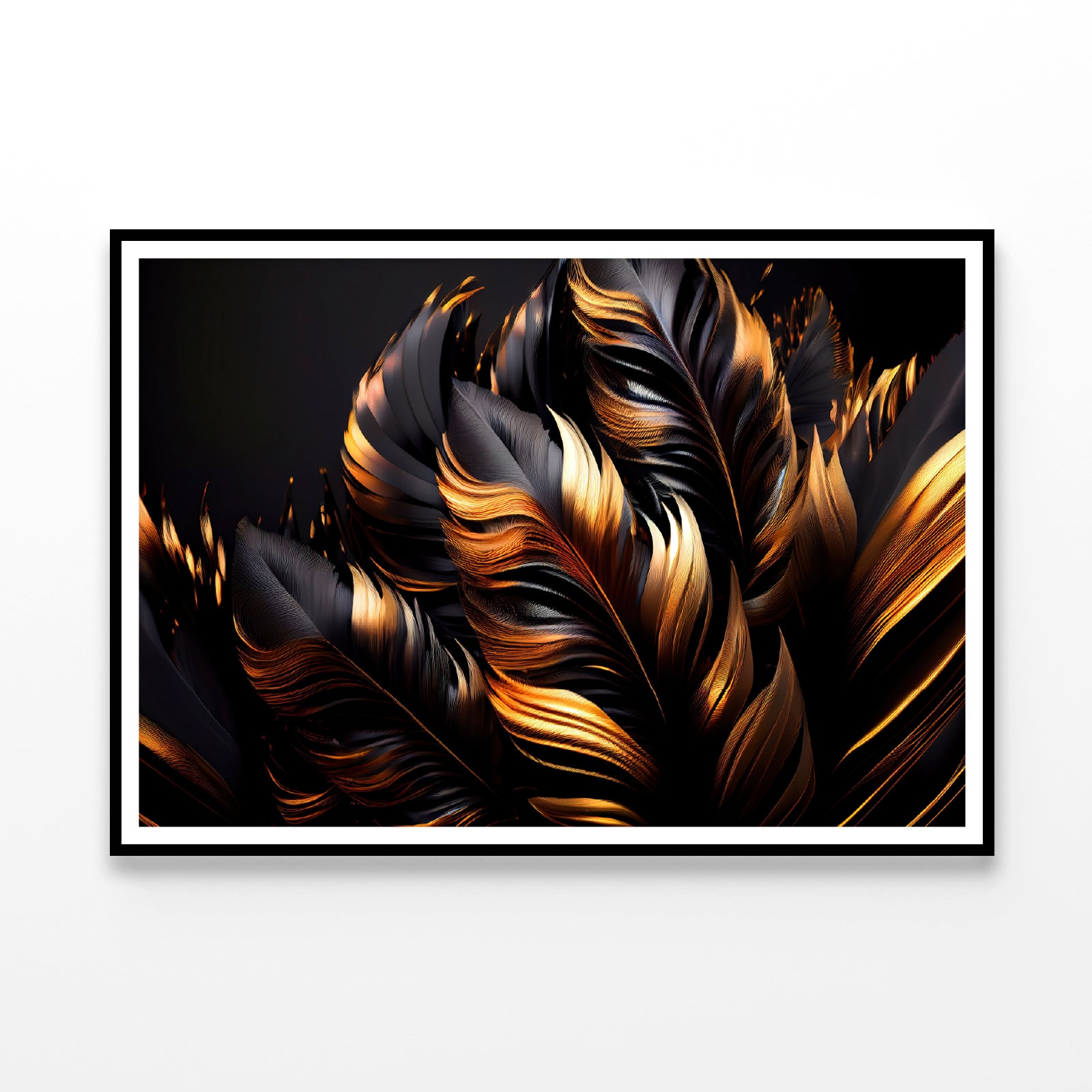 Black and Gold Feathers Home Decor Premium Quality Poster Print Choose Your Sizes - Bella Home Decor