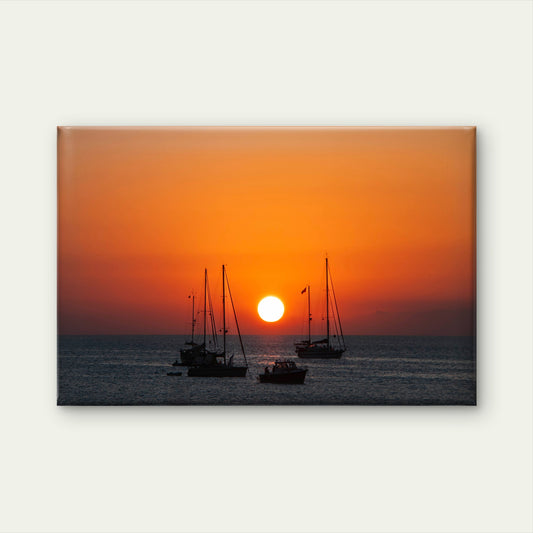Sunset over the Sea Silhouettes of Boats Greece Wall Art Decor 100% Australian Made - Bella Home Decor