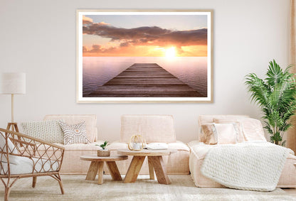 Golden Sea Sunset View of Pier or Jetty in The Tropical in The Summer Home Decor Premium Quality Poster Print Choose Your Sizes