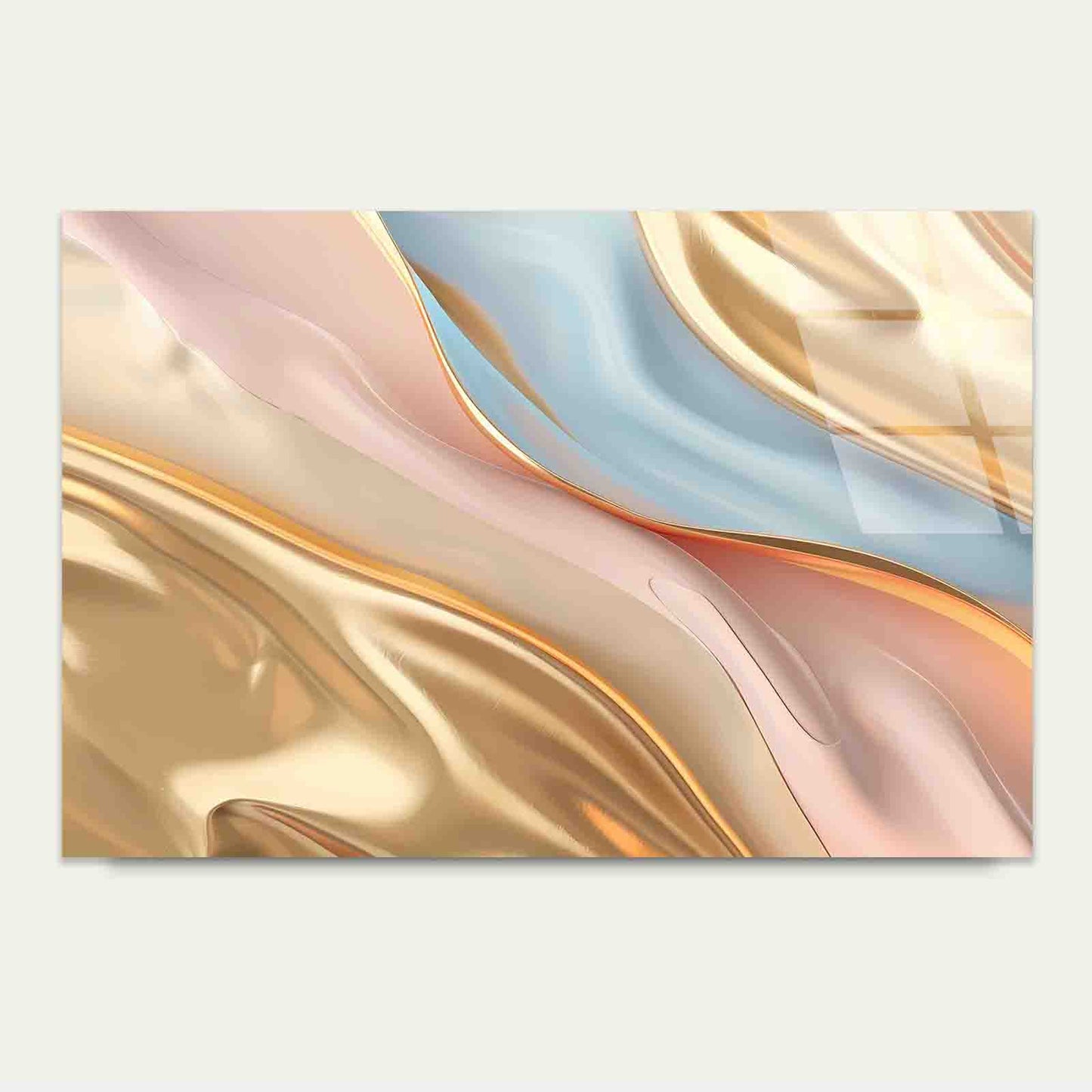 Abstract Pastel Gold Tempered Glass Printing Wall Art Australian Made Quality