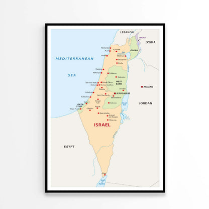 Israel Map Home Decor Premium Quality Poster Print Choose Your Sizes