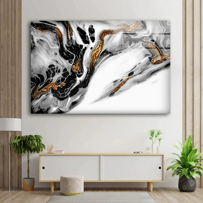 Gold Grey Abstract UV Direct Aluminum Print Australian Made Quality