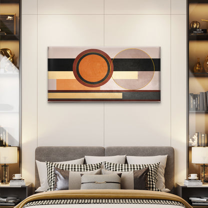 Modern Orange Grey Geometric Wall Art Canvas Office Home Room Framed 120x60cm