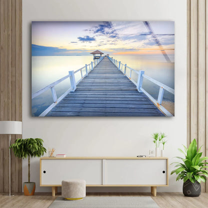 Wooden Pier Over Lake UV Direct Aluminum Print Australian Made Quality