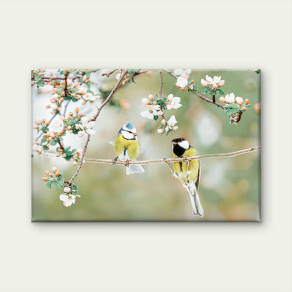 Spring Blossom Eurasian Blue Tit Birds Soft Floral Nursery Wall Art Decor 100% Australian Made